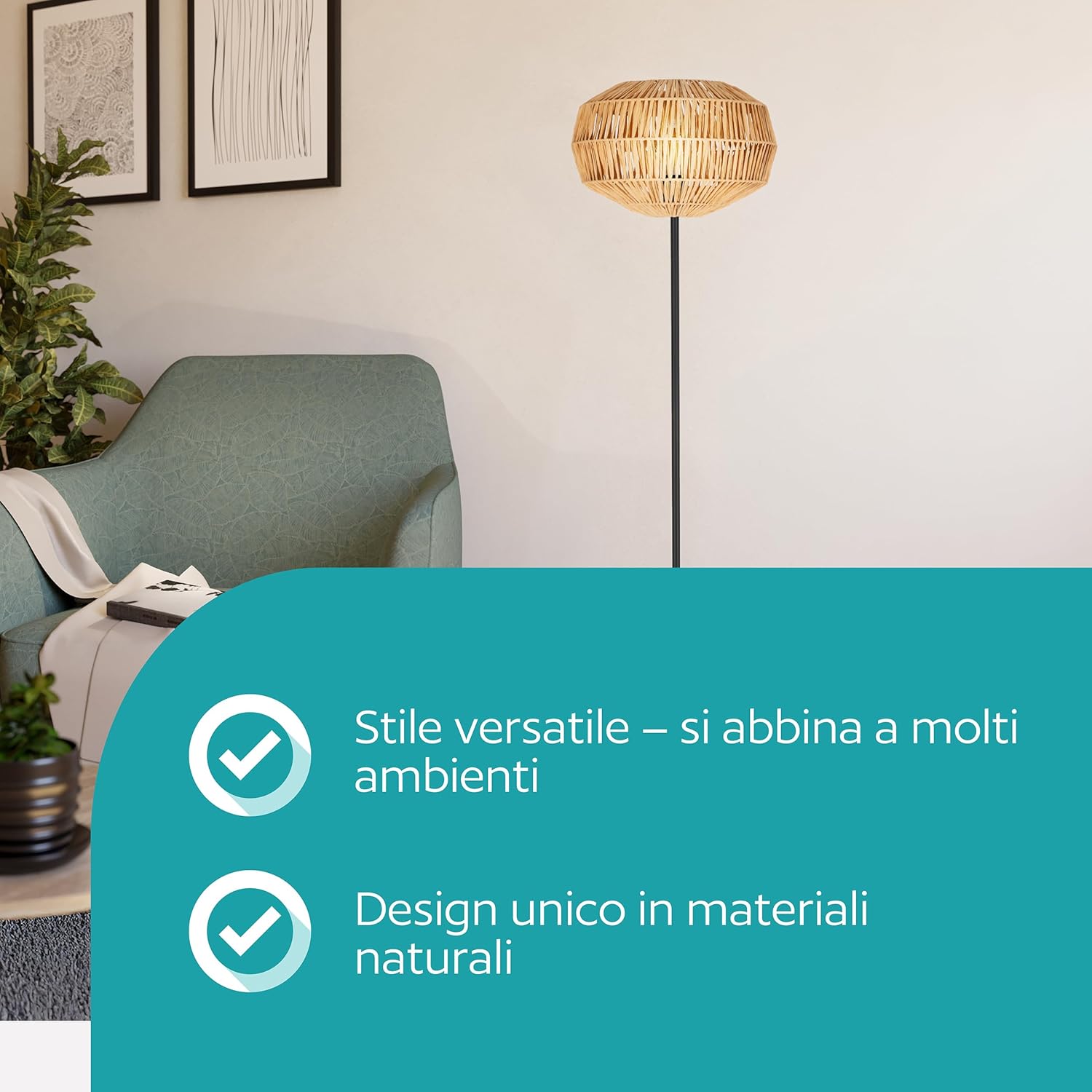 Eglo Lampada da Terra Sheldon Boho 153,5 cm - immagine 2