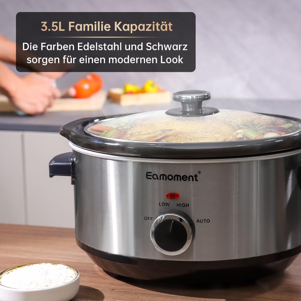 Slow Cooker 3,5L 200W, Argento - immagine 2