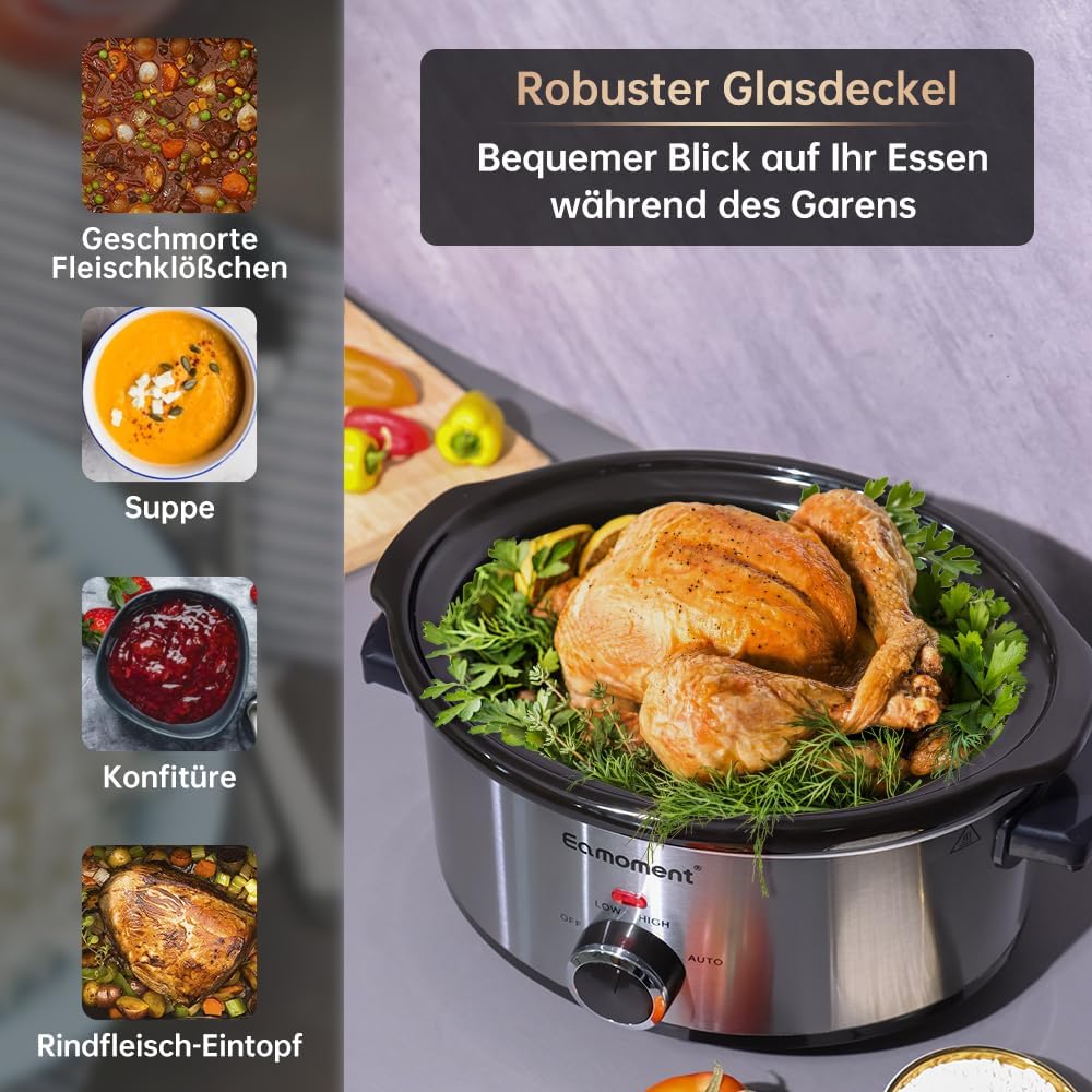 Slow Cooker 3,5L 200W, Argento - immagine 3