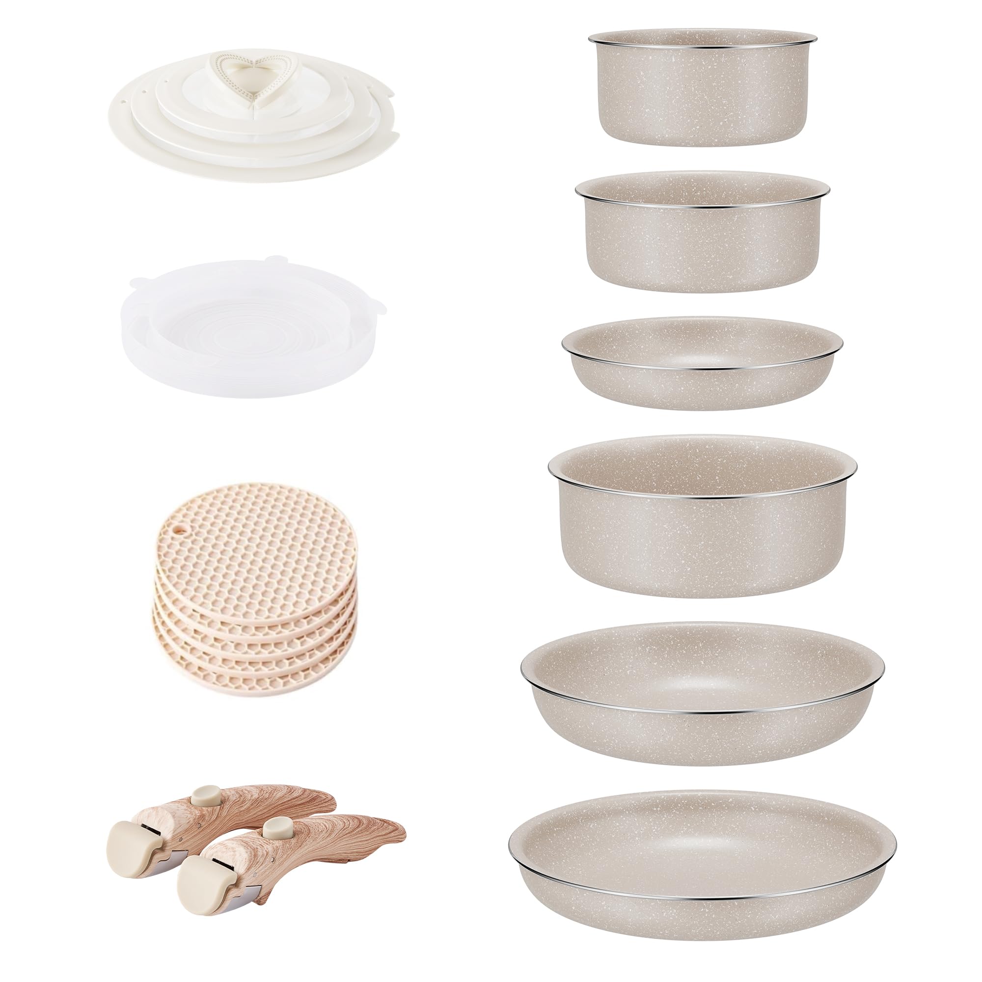 Riovarm Set Pentole e Padelle Induzione con Manici Staccabili