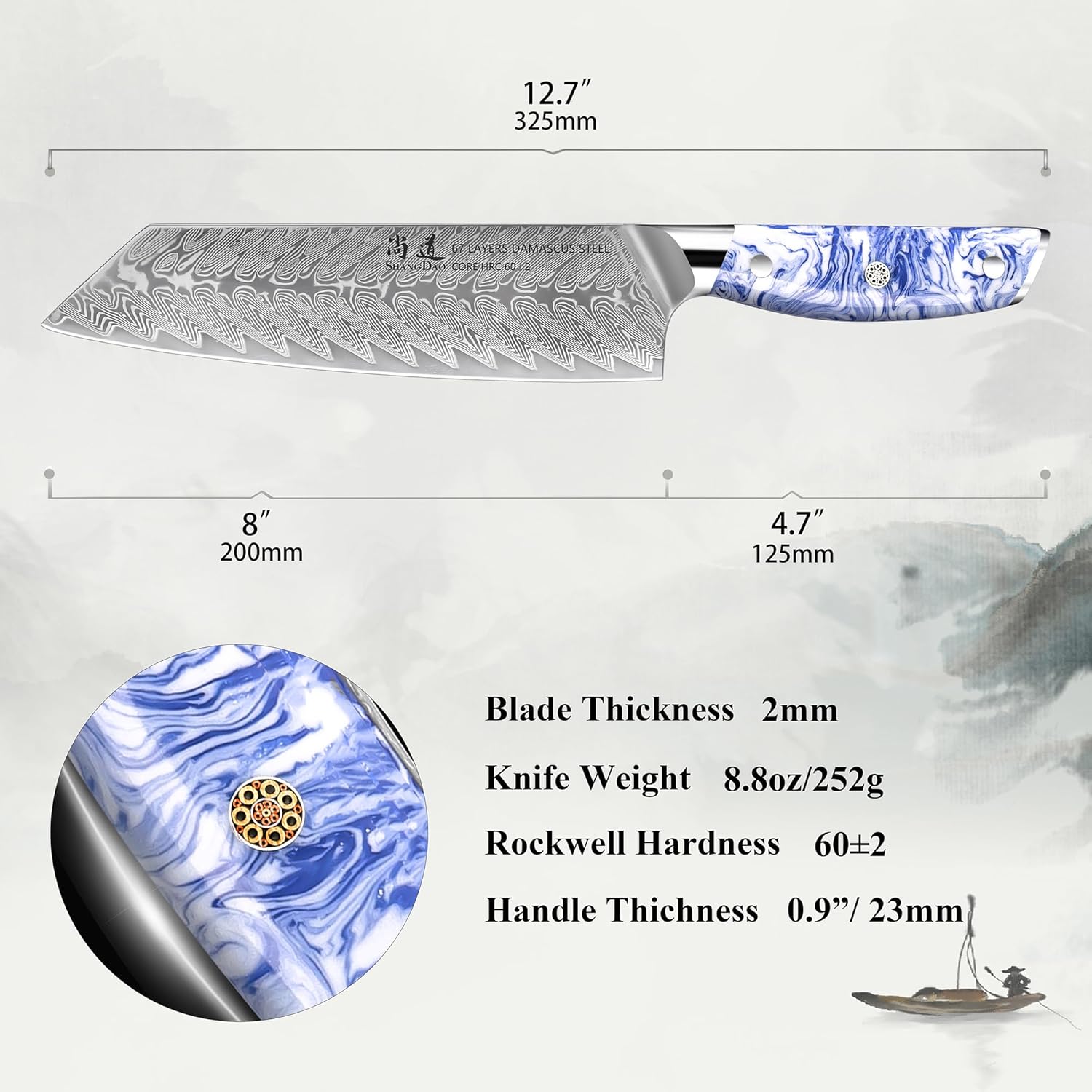 Shangdao Coltello da Chef Kiritsuke 8 Pollici - immagine 4