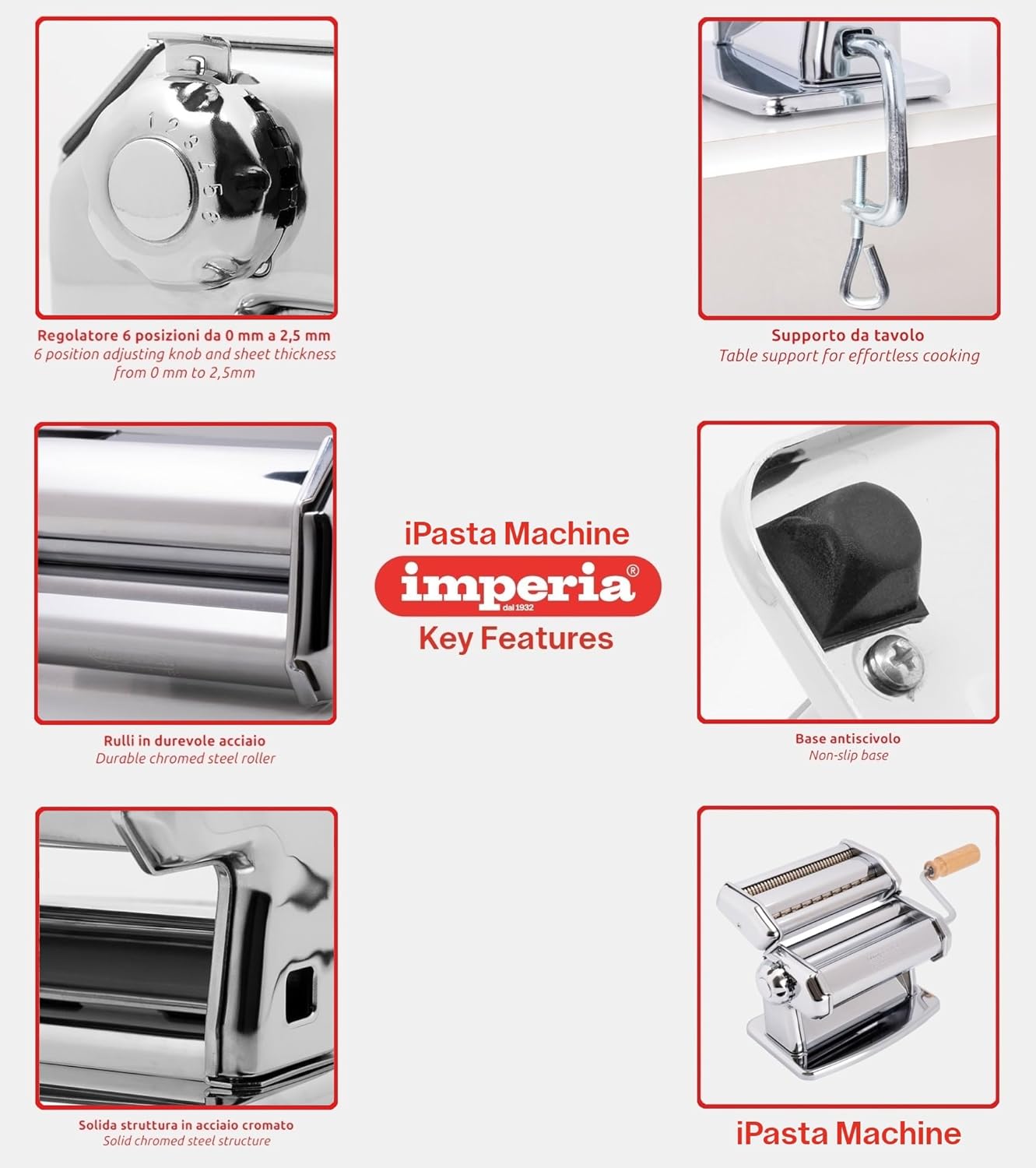 Imperia IPasta Classica - Macchina per Pasta Fresca, Crema - immagine 5