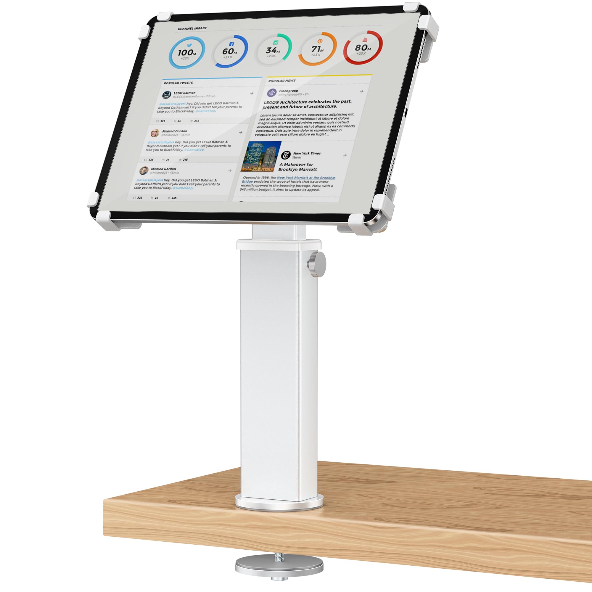 Abovetek Supporto da Scrivania per iPad Antifurto, Argento