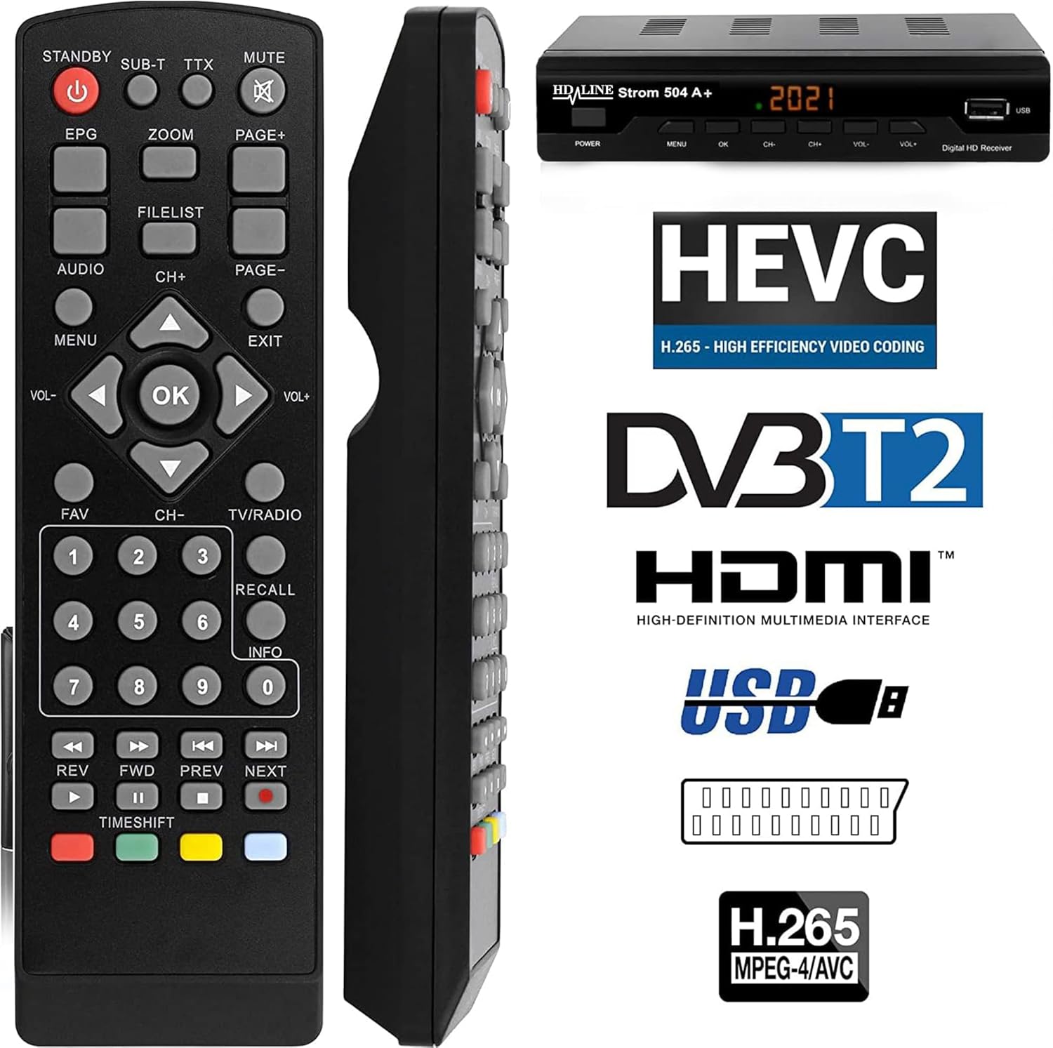 STROM 504 A+ - Decoder Digitale Terrestre DVB T2 HD, Nero - immagine 6