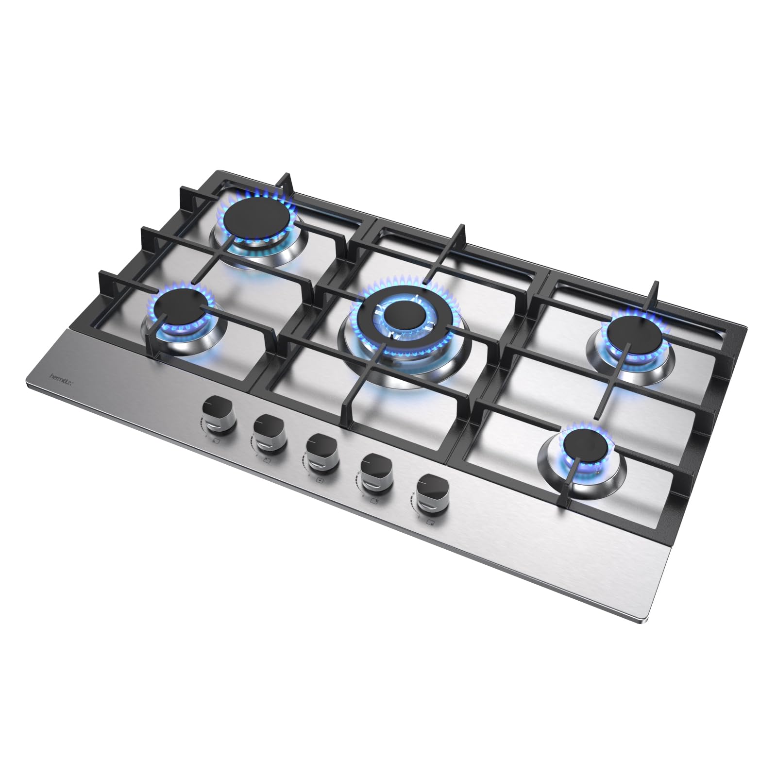 Hermitlux Piano Cottura a Gas 5 Fuochi 85cm, Acciaio Inox
