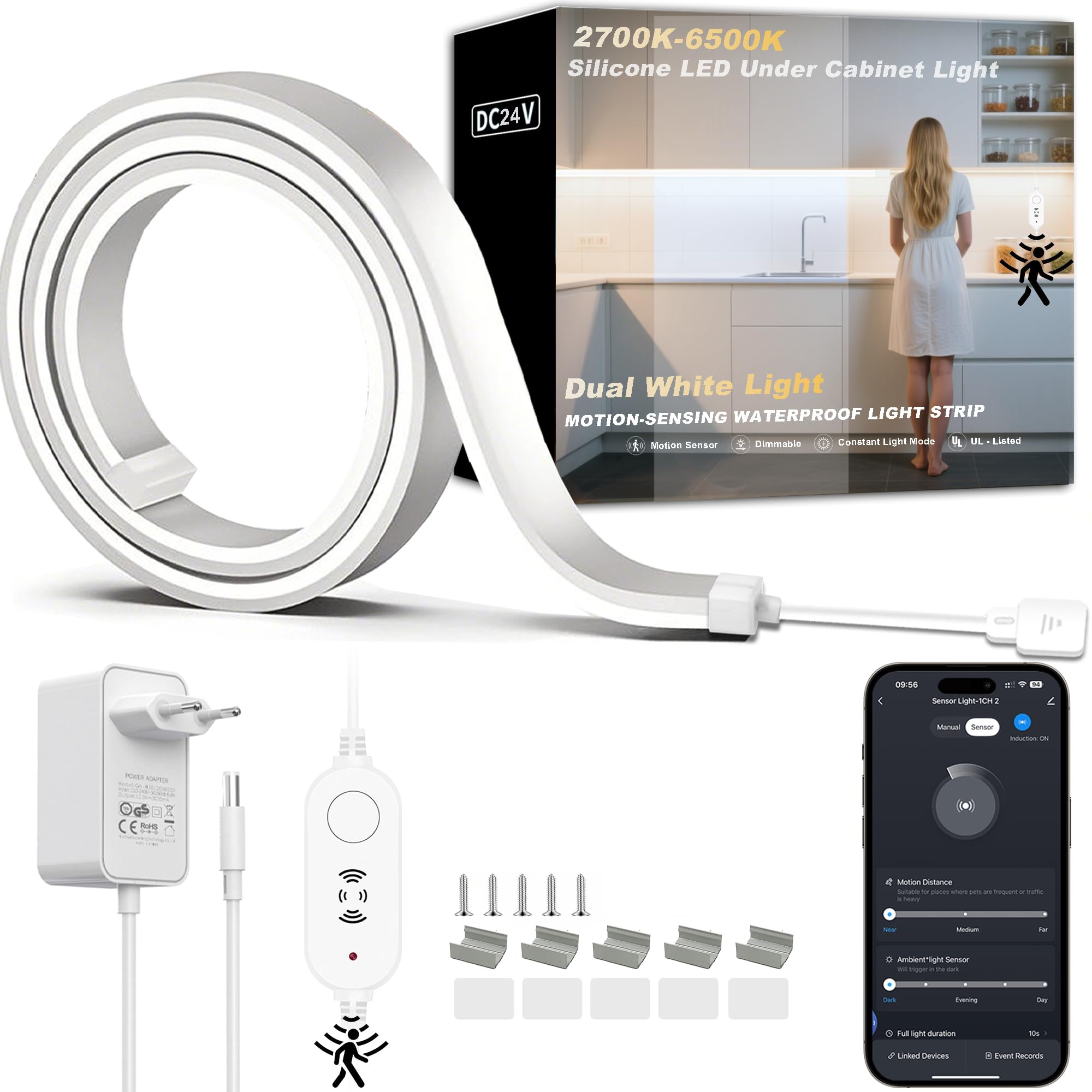 Striscia LED da Incasso 1m con Sensore di Movimento