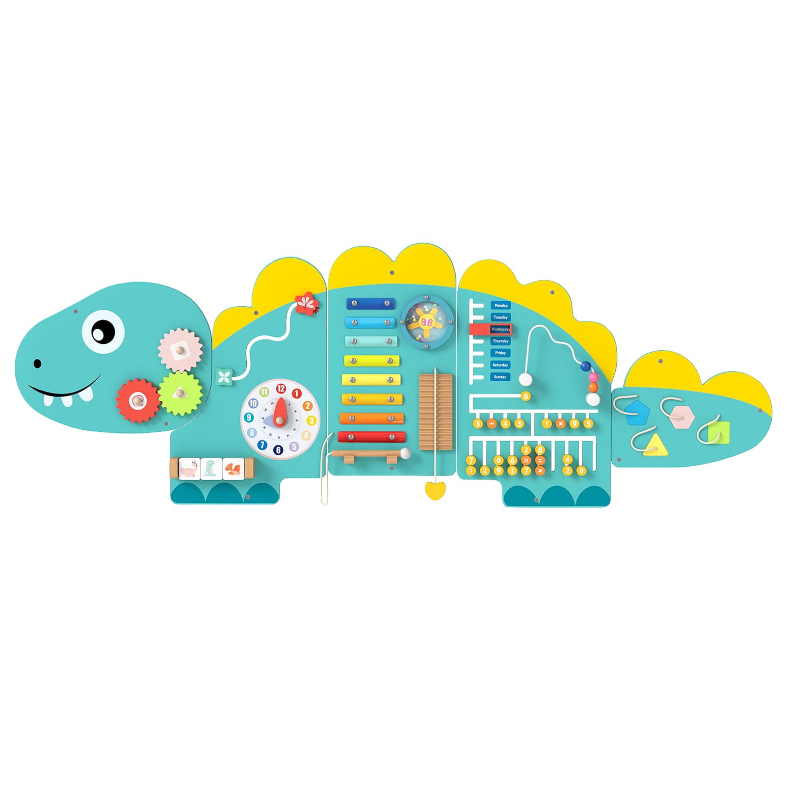 FANTASK Montessori Busy Board 11 in 1 con Xilofono, Verde