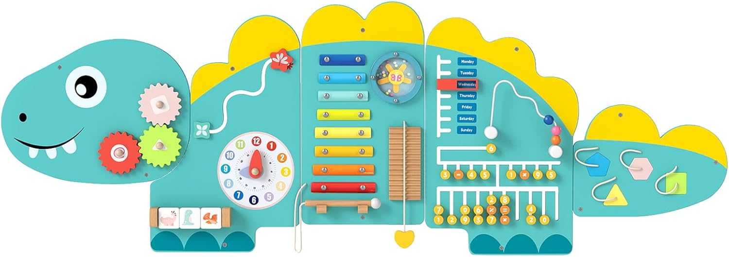 FANTASK Montessori Busy Board 11 in 1 con Xilofono, Verde - immagine 1