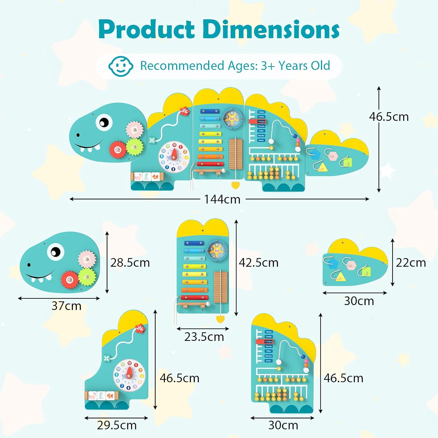 FANTASK Montessori Busy Board 11 in 1 con Xilofono, Verde - immagine 3