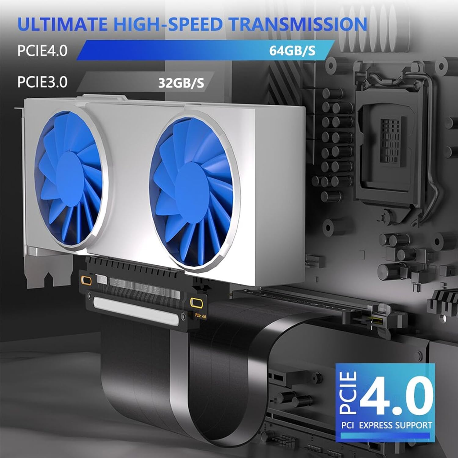 Cavo di Prolunga PCIe 4.0 16X Riser GPU 300mm - immagine 7