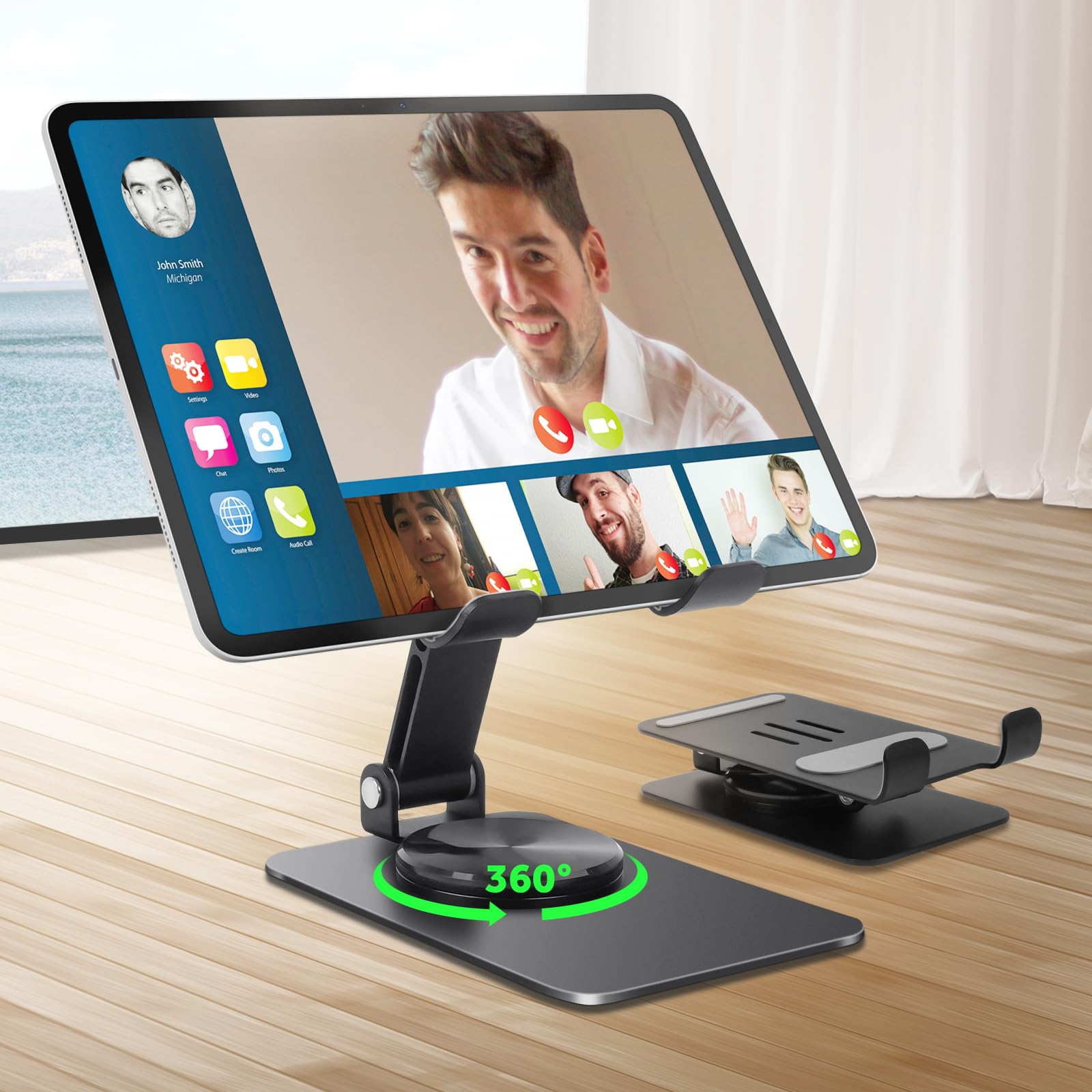 Hotut Supporto Tablet/Cellulare Scrivania Pieghevole, Nero