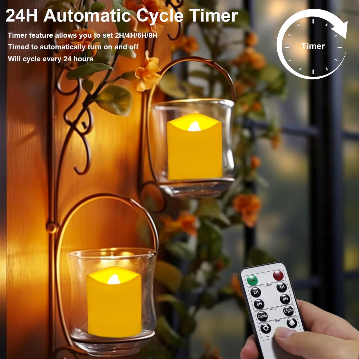 12 candele ricaricabili con telecomando e timer, candele elettriche a LED per matrimoni, feste, Halloween, Natale, decorazione per la casa - immagine 5