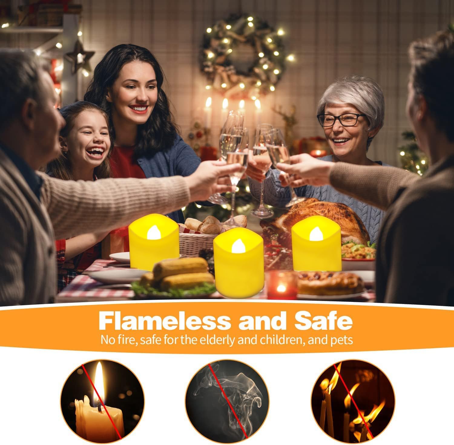 12 candele ricaricabili con telecomando e timer, candele elettriche a LED per matrimoni, feste, Halloween, Natale, decorazione per la casa - immagine 6