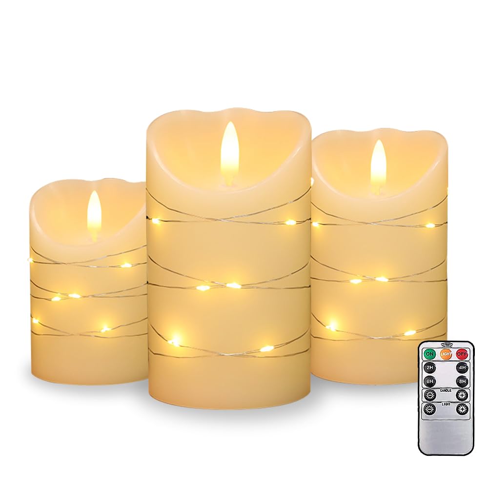 3 Candele Finte LED Fiamma Oscillante, Weiß