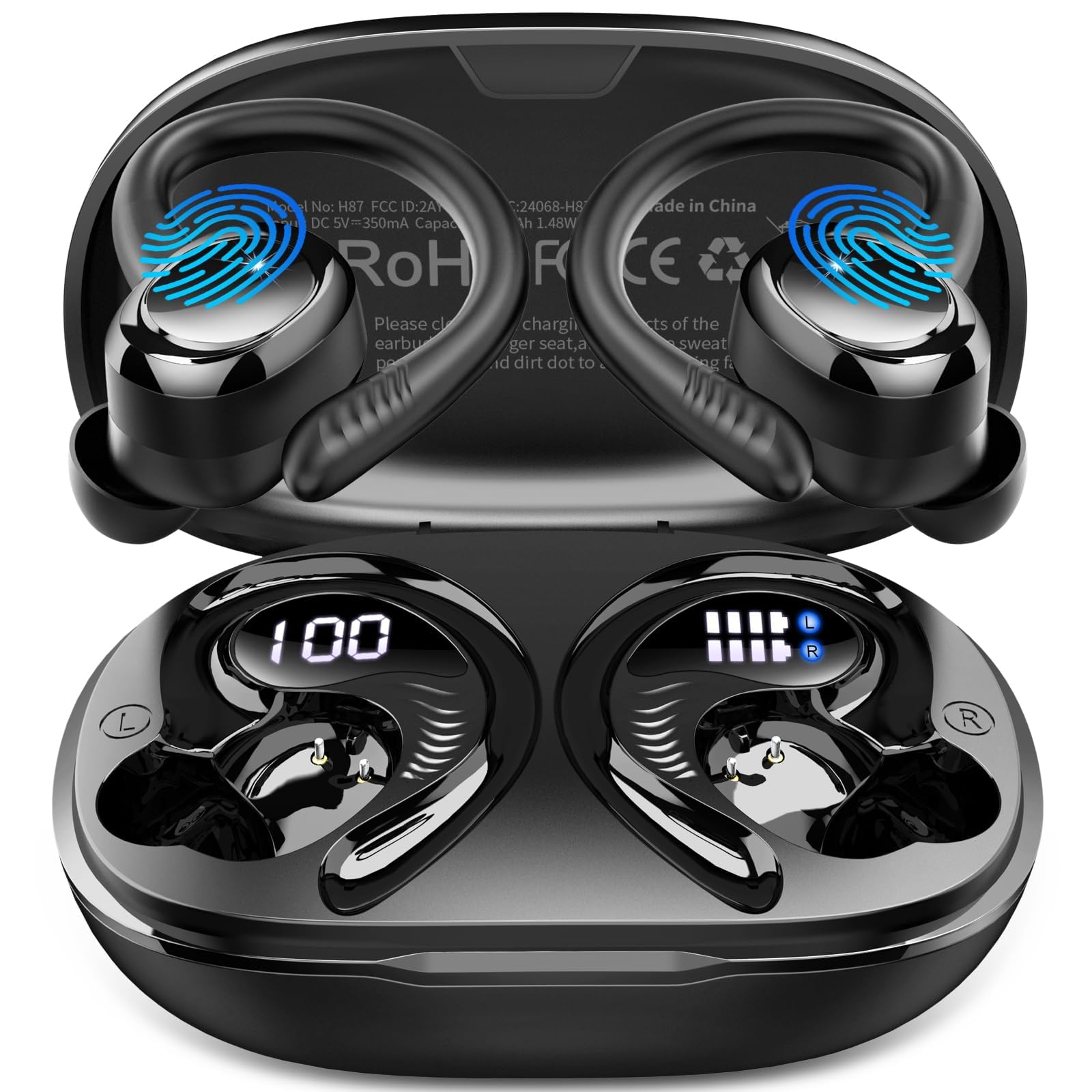 Hupoaf Cuffie Bluetooth Sport, 2026 Auricolari Bluetooth 5.4 con 4 ENC ...
