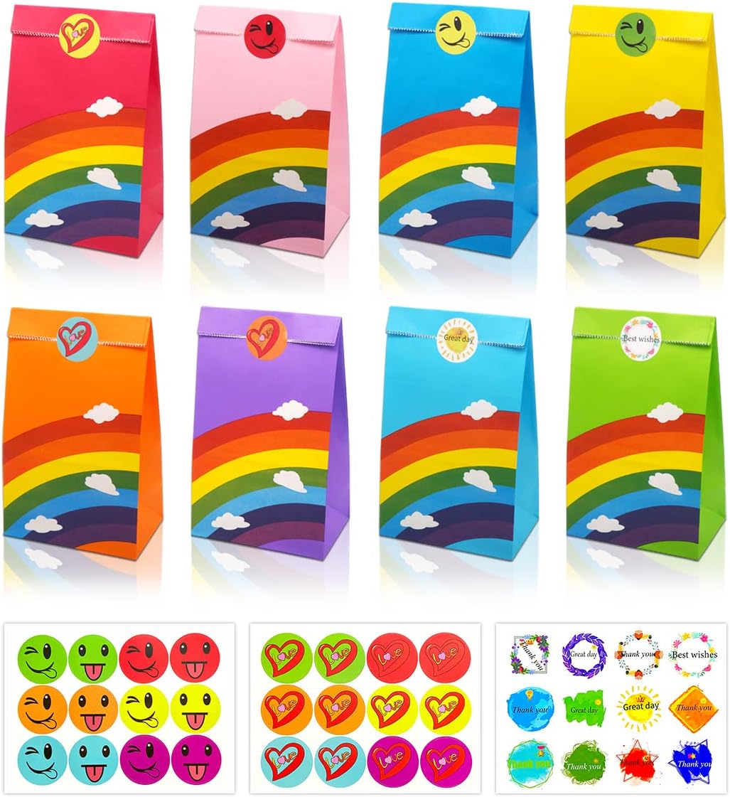 Rluobo 40 Sacchetti Regalo di Carta Arcobaleno - immagine 1