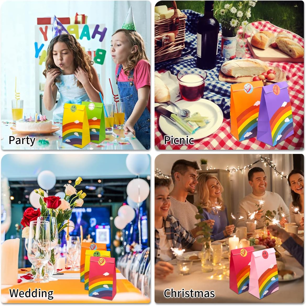 Rluobo 40 Sacchetti Regalo di Carta Arcobaleno - immagine 6