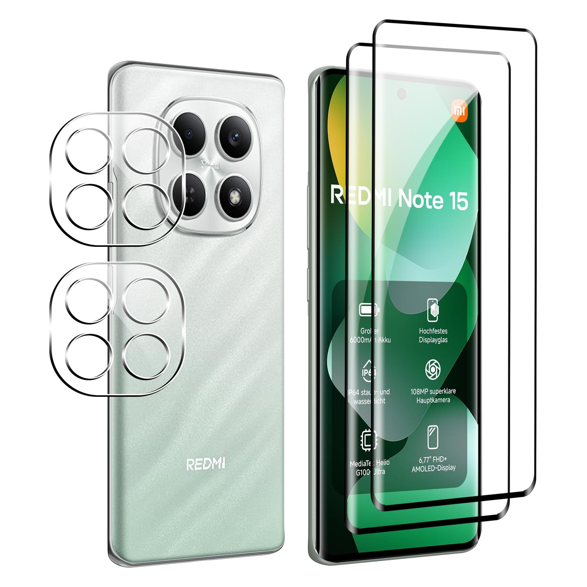 Vetro Temperato per Xiaomi Redmi Note 15 4G (2+2)