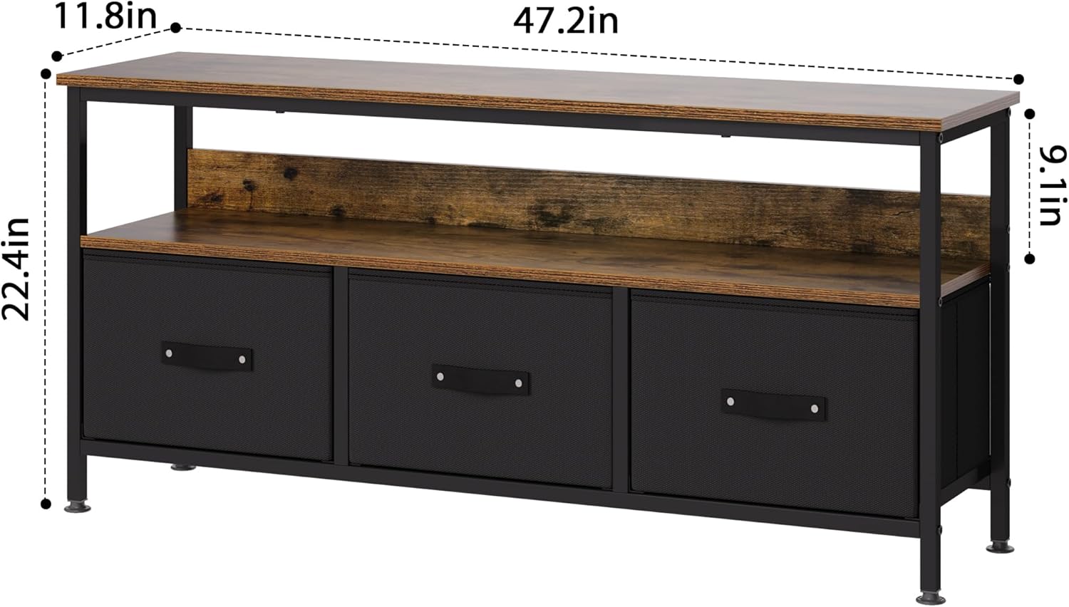 Mobile TV con 2 Scomparti Aperti e 3 Cassetti - immagine 4