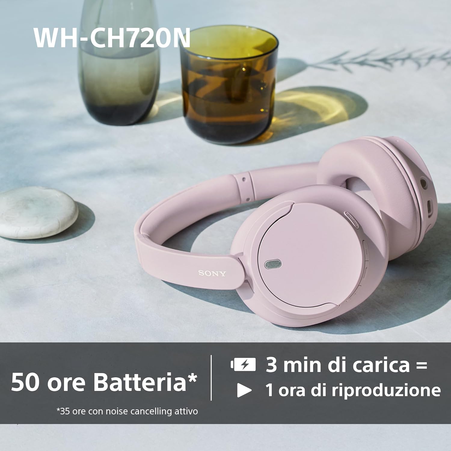 Sony WH-CH720N Cuffie Wireless ANC, Pink - immagine 6