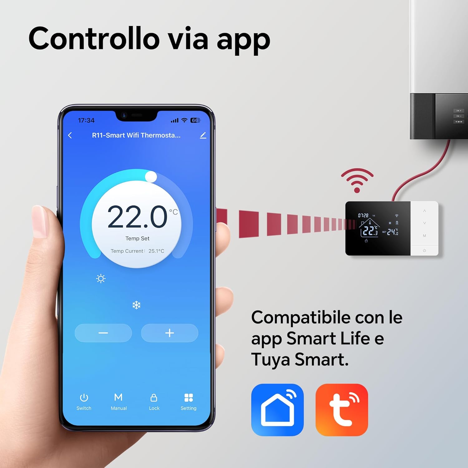 Termostato Wi-Fi a Batteria per Caldaia a Gas - immagine 5