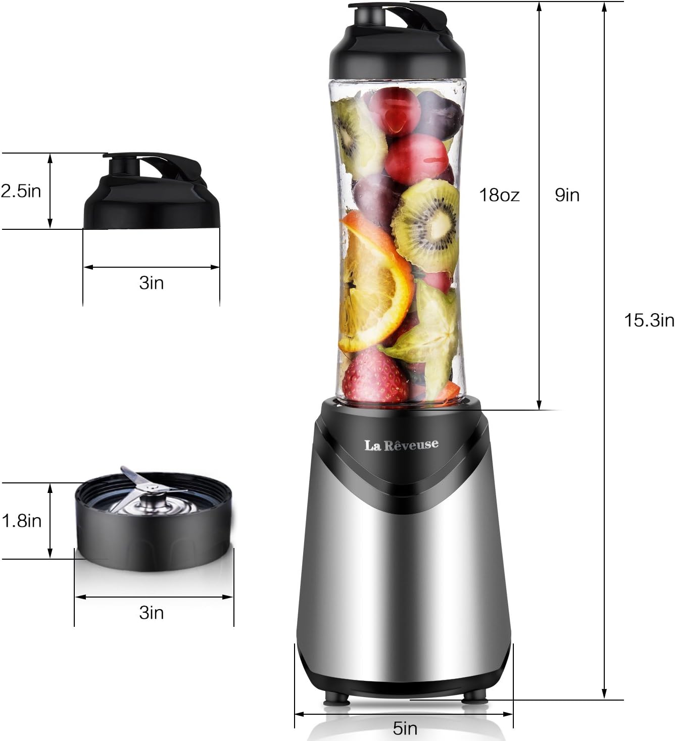 La Rêveuse Frullatore Personale con 2 Bottiglie 550ml - immagine 5