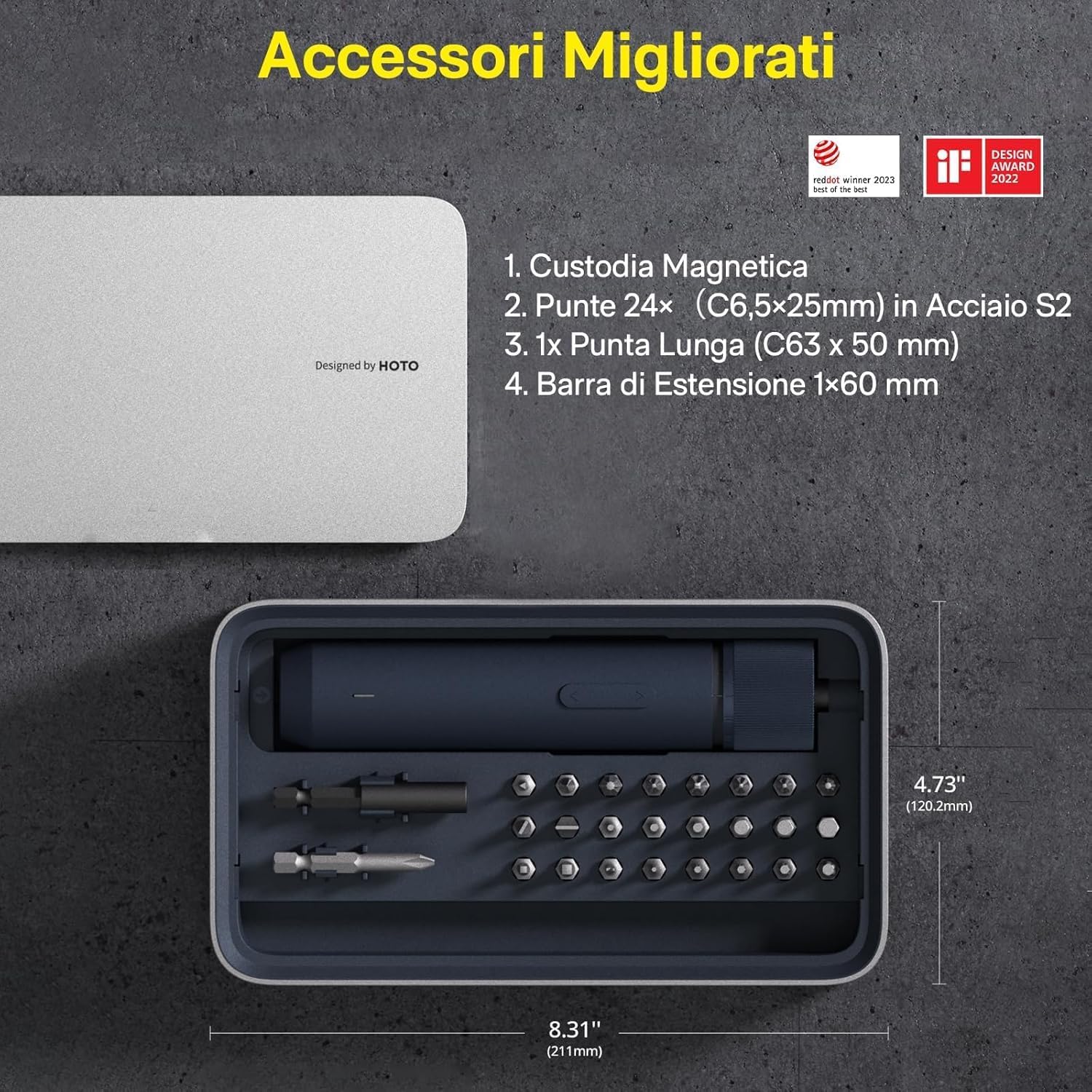 Hoto Kit Cacciavite Elettrico 3,6V con 25 Punte - immagine 2