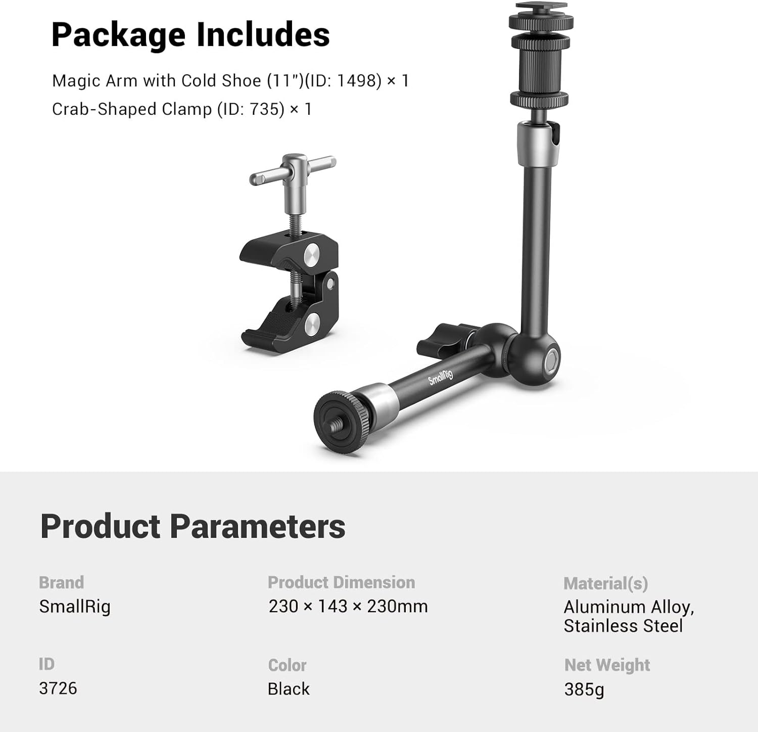 Smallrig Super Clamp e Magic Arm (11'') con Cold Shoe - immagine 6