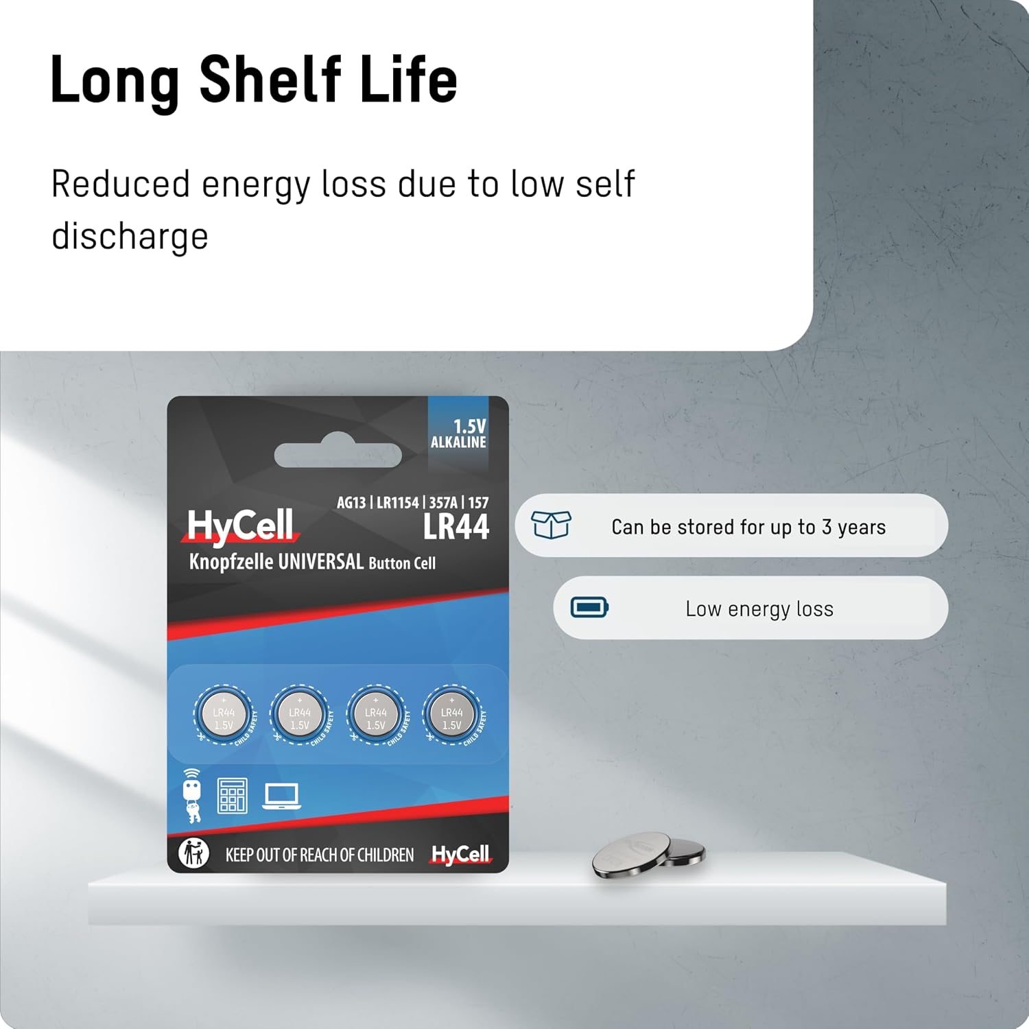 Hycell 1516-0024 Pile a Bottone Alcaline Set Batterie 4X Lr44 1,5V ...