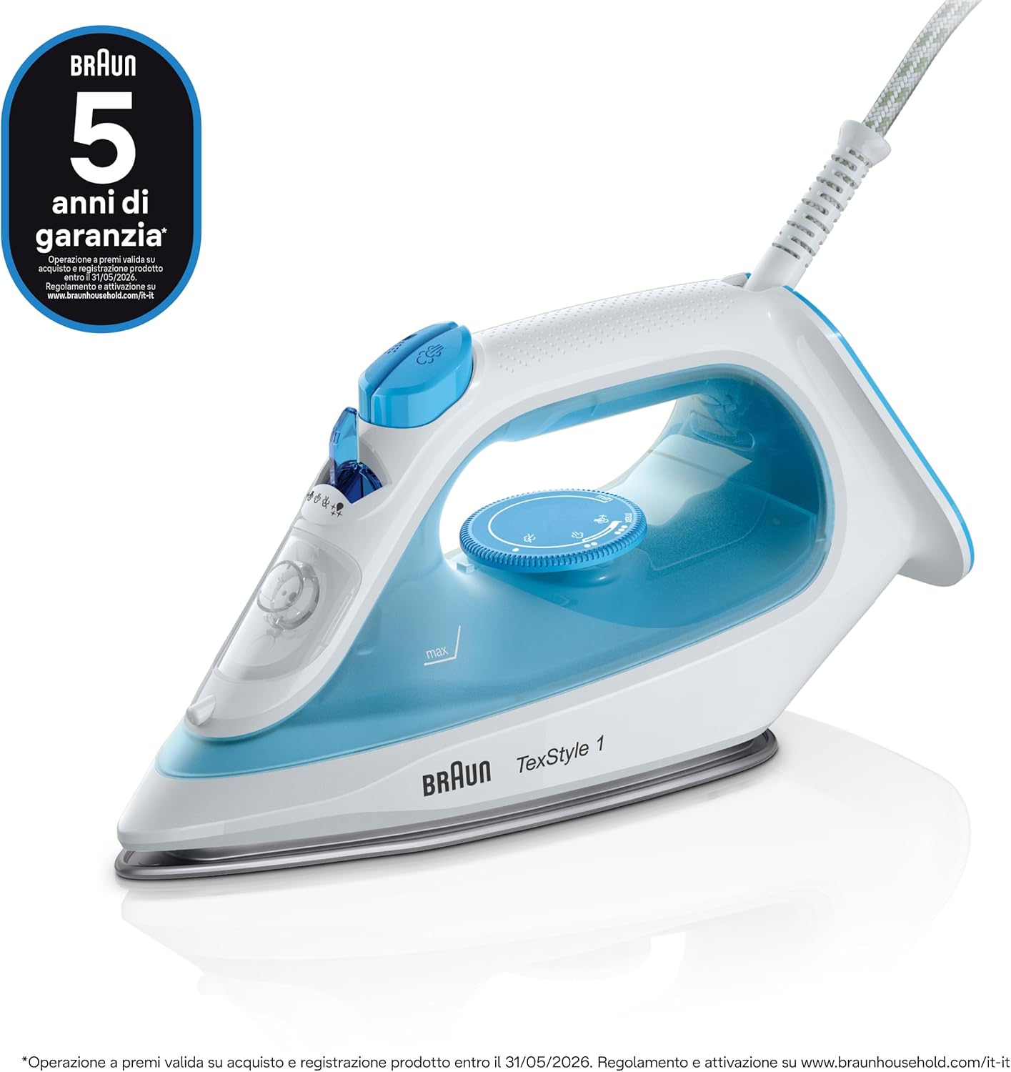 Braun TexStyle 1 SI1029BL - Ferro da Stiro 1900W, Blu - immagine 2