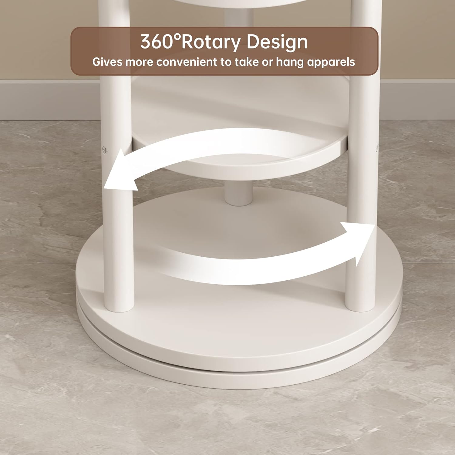 Aqimuele Appendiabiti da Terra Girevole in Legno, Bianco - immagine 5