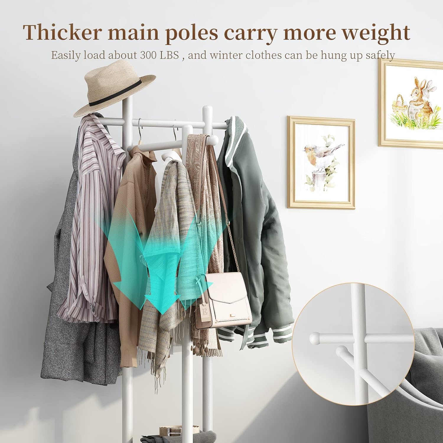 Aqimuele Appendiabiti da Terra Girevole in Legno, Bianco - immagine 6