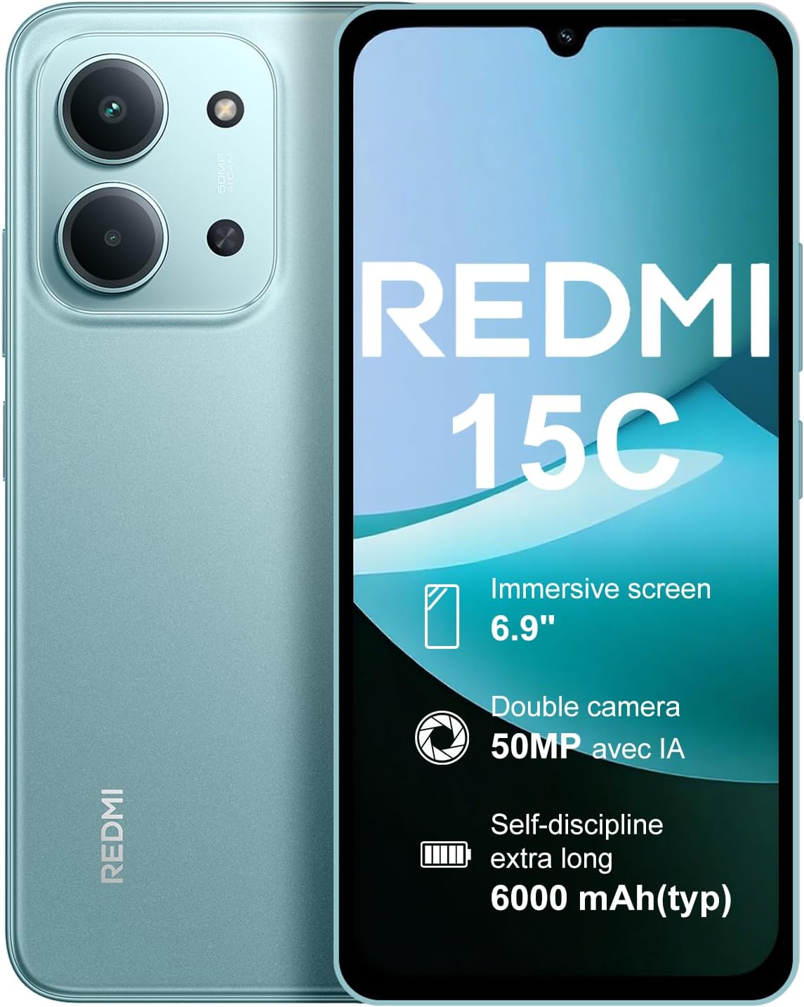 Xiaomi Redmi 15C 4+128GB Smartphone, Verde Menta | Velz