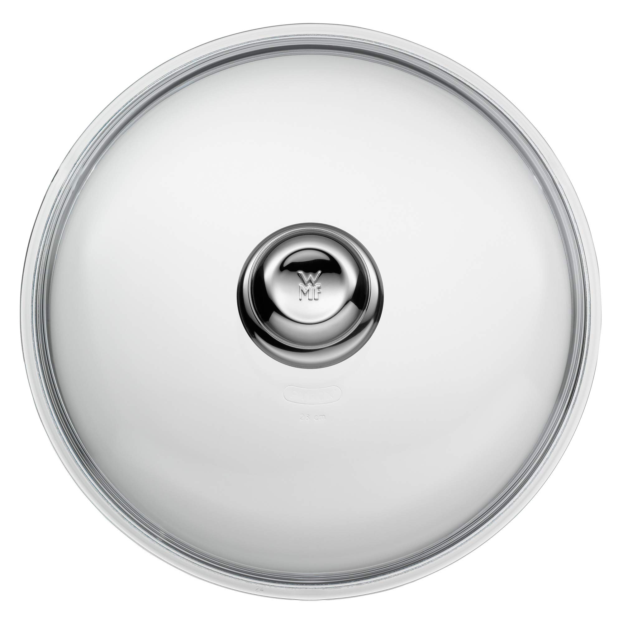 WMF Coperchio per Padella in Vetro, 28 cm, Coperchio per padelle da 28 Pezzi, Coperchio con pomello in Metallo, Vetro Resistente al Calore, Lavabile in lavastoviglie