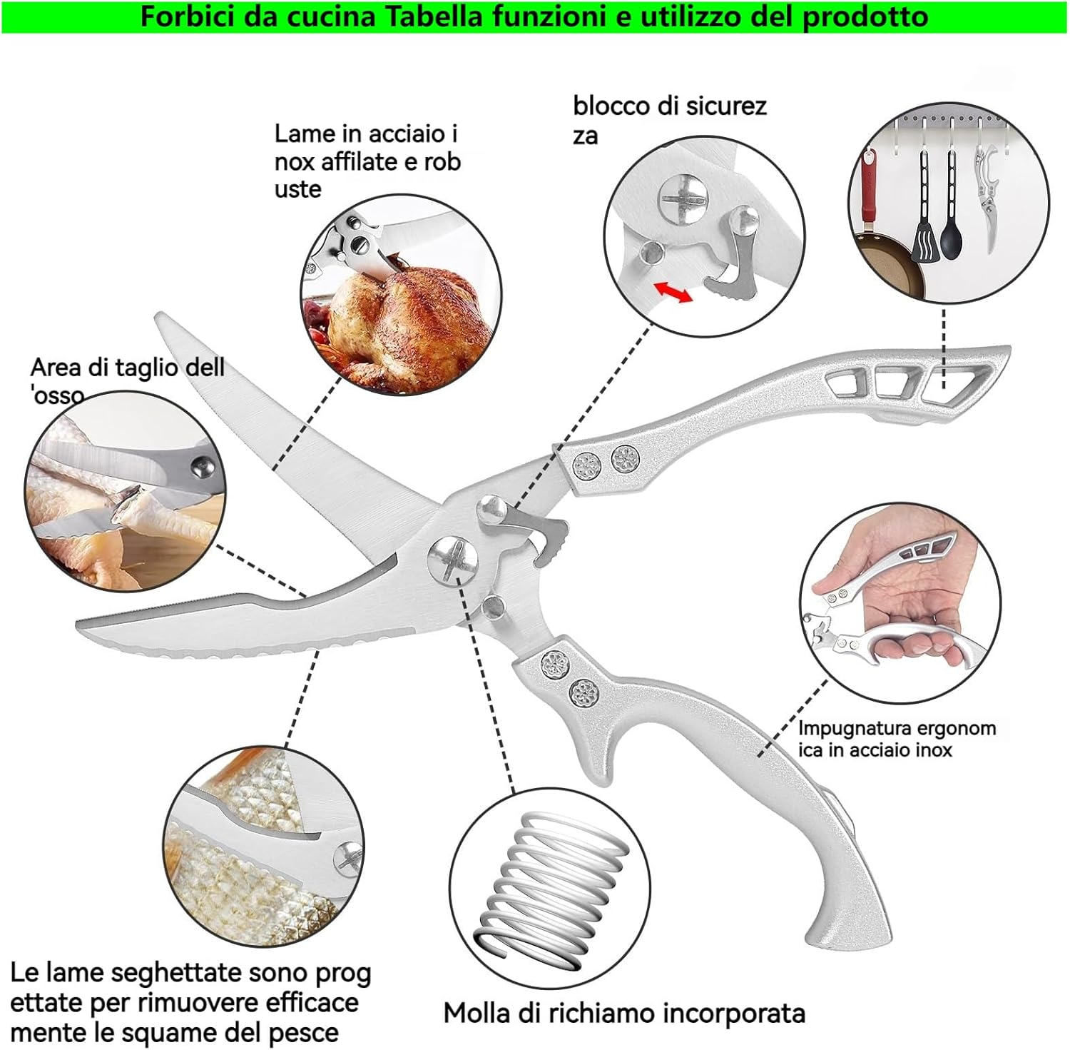 Forbici da Cucina Professionali in Acciaio Inox - immagine 4