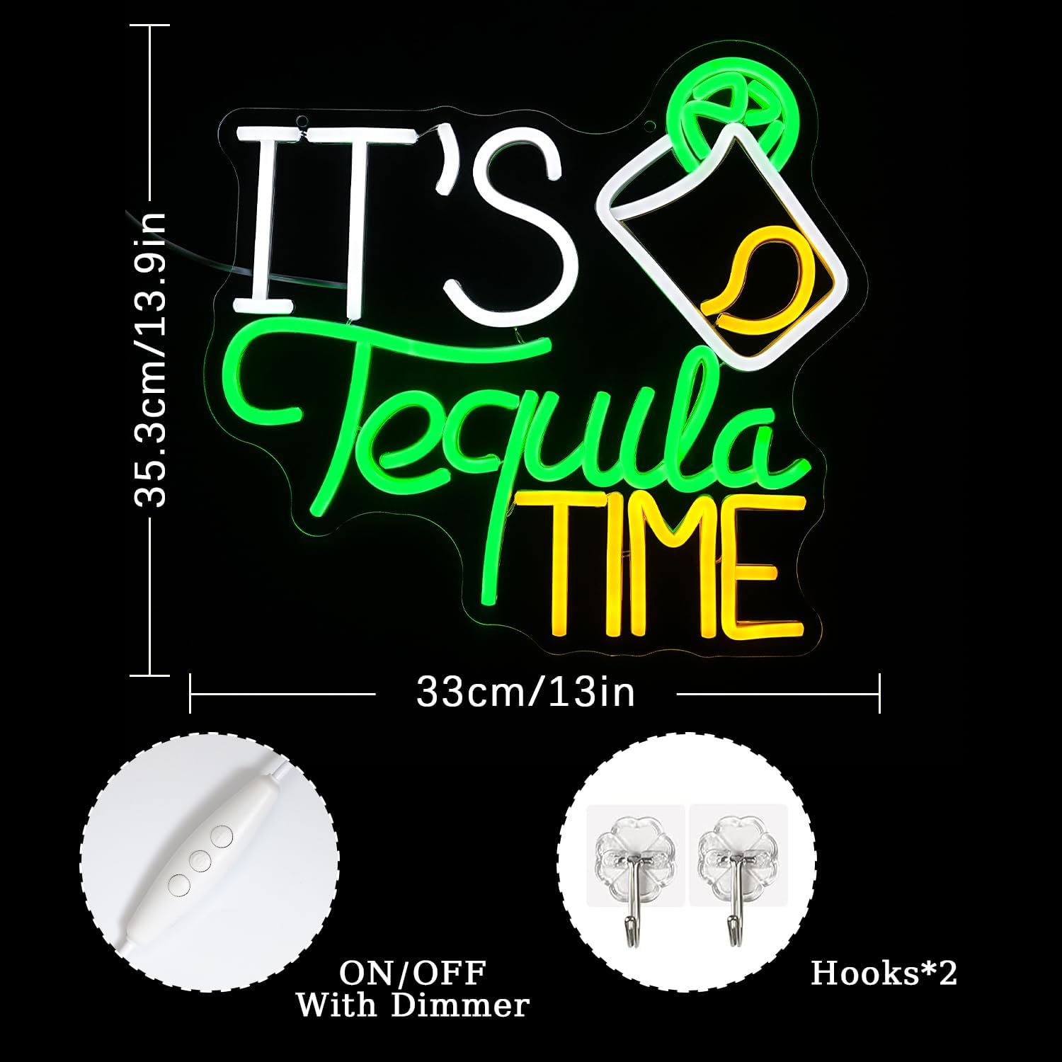 E 'Tequila Time Neon Sign Dimmable per Decorazione - immagine 3