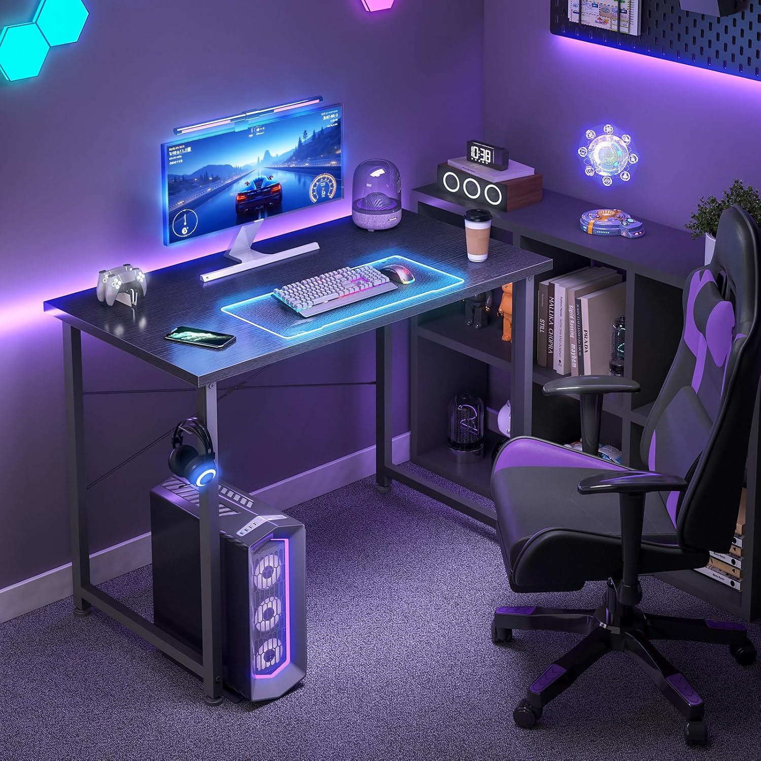 Odk Scrivania per Computer 80x40cm, Nero - immagine 2