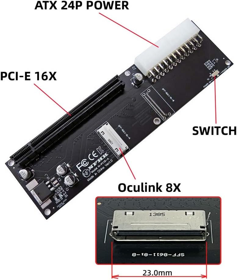xiwai Oculink SFF-8612 8611 - Adattatore PCI-Express da 8X a 16x PCIE ...