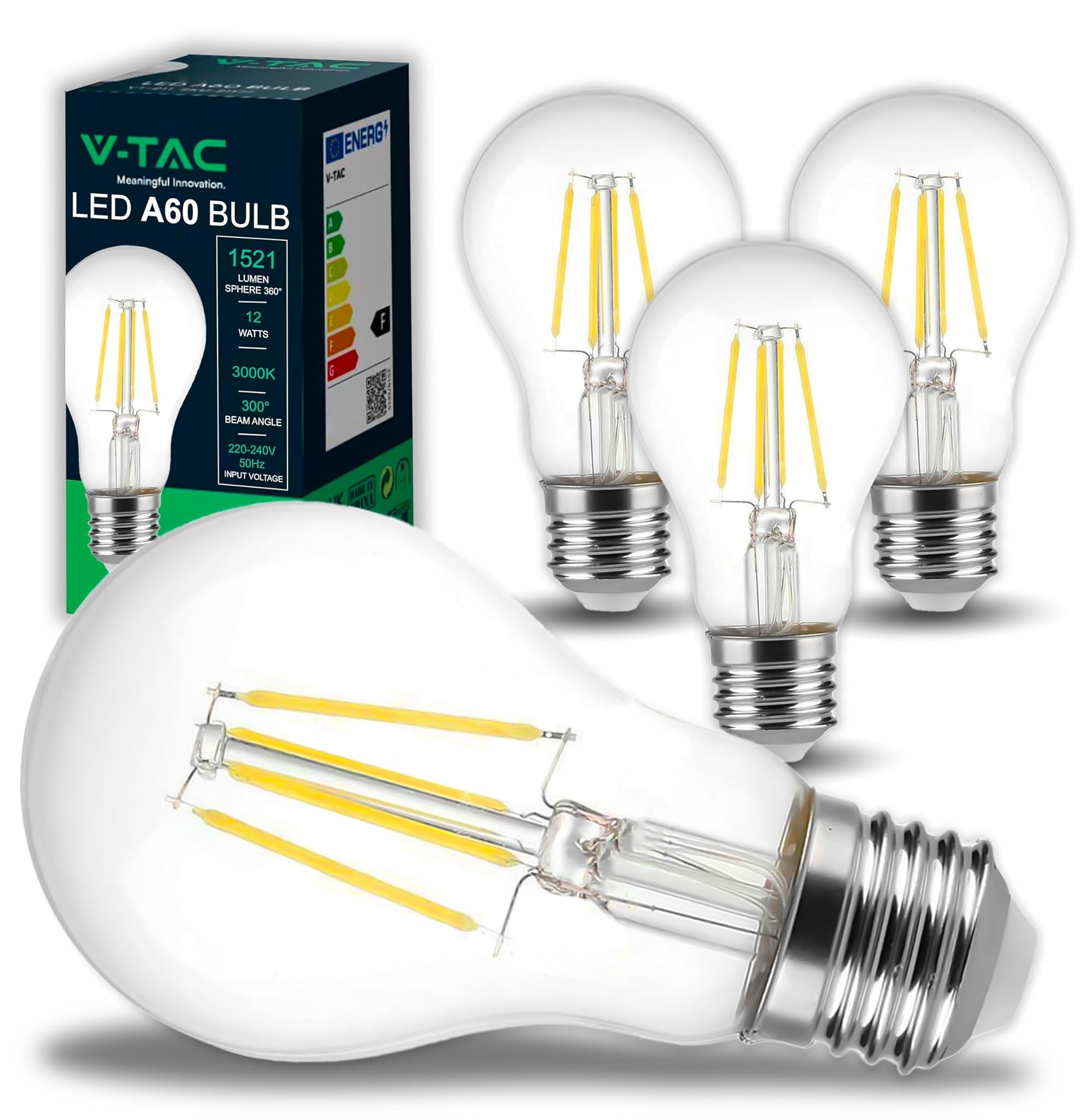 V-tac Lampadina LED Filamento E27 12W (4 Pezzi)