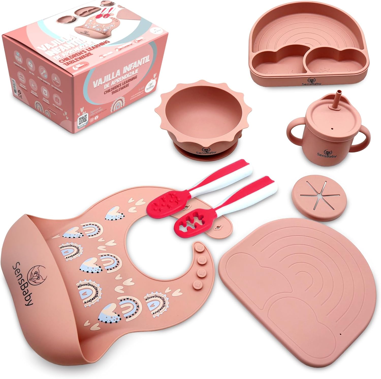 Sensbaby Set Pappa Svezzamento in Silicone 8 Pezzi - immagine 1