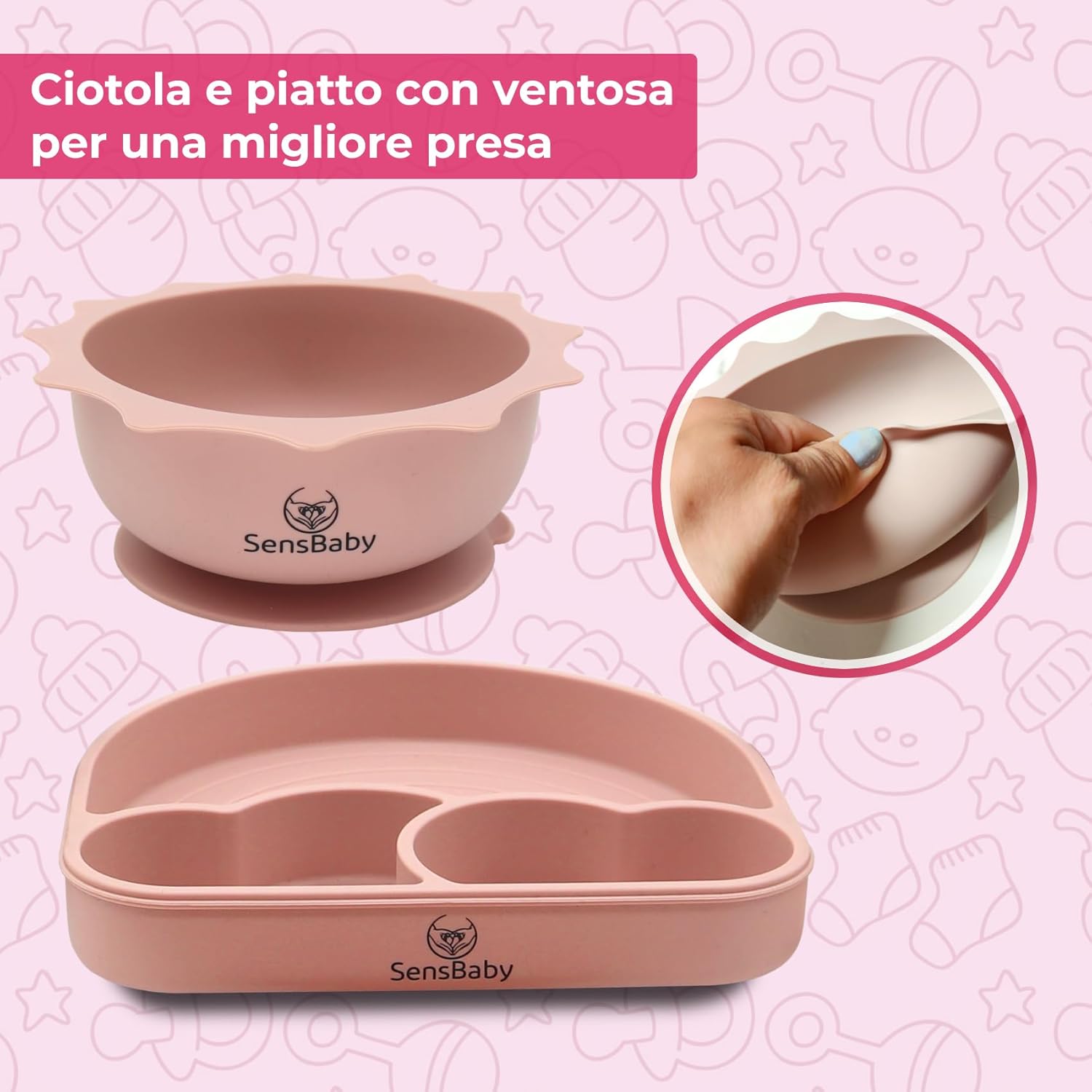 Sensbaby Set Pappa Svezzamento in Silicone 8 Pezzi - immagine 3
