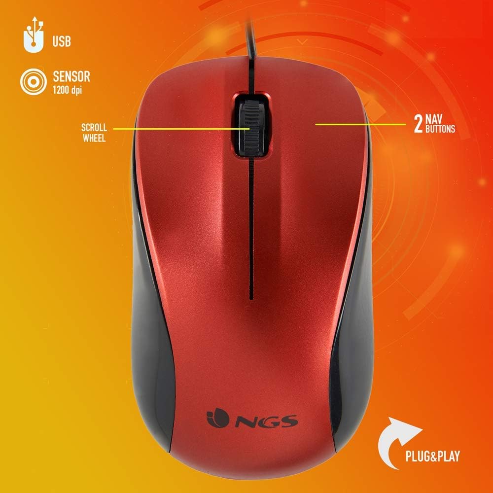 Ngs CREW RED - Mouse Ottico 1200dpi con Cavo USB - immagine 4