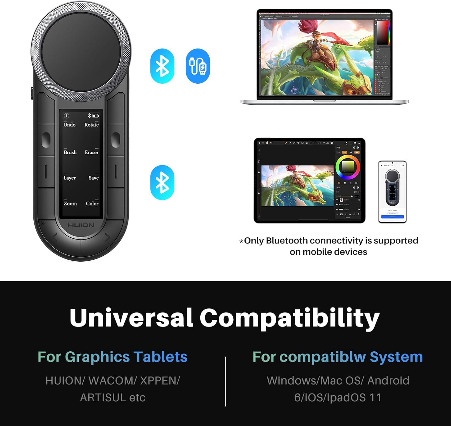 Huion Keydial Mini K40 Telecomando Bluetooth 5.0 - immagine 6