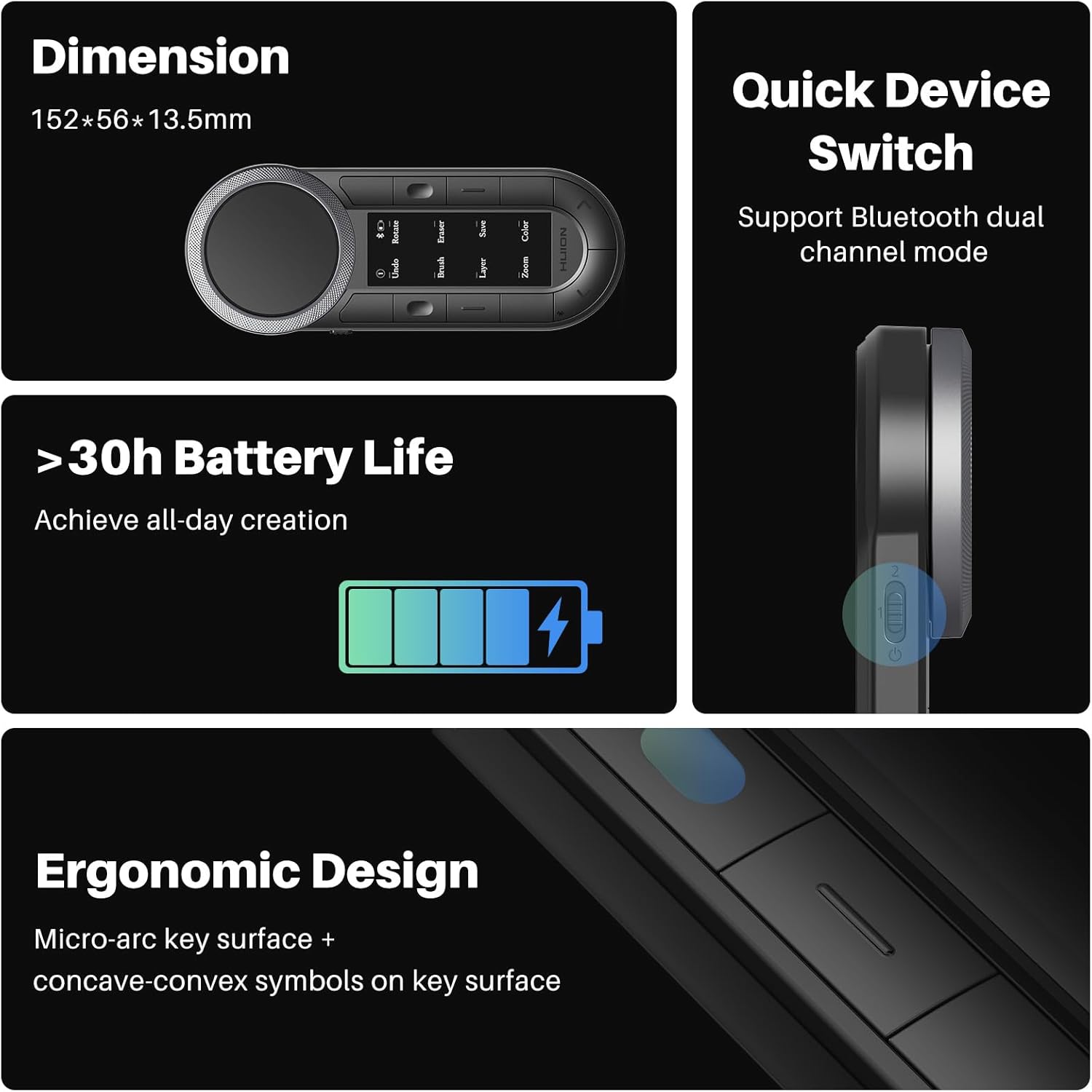 Huion Keydial Mini K40 Telecomando Bluetooth 5.0 - immagine 7