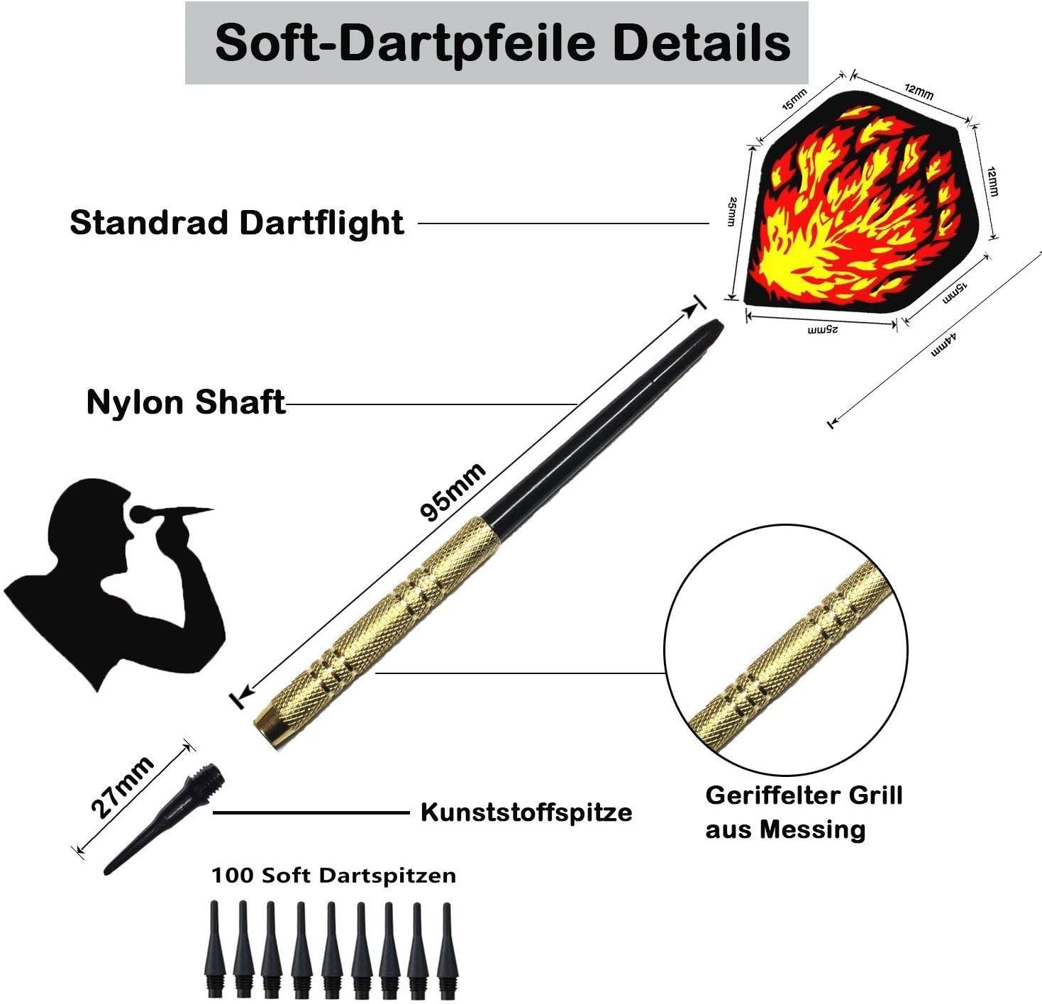Sinwind Freccette Professionali Punta Plastica (12 pezzi) - immagine 5