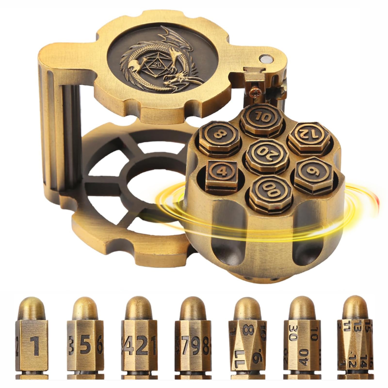 Ifcow Set 7 Dadi Poliedrici in Metallo a Proiettile