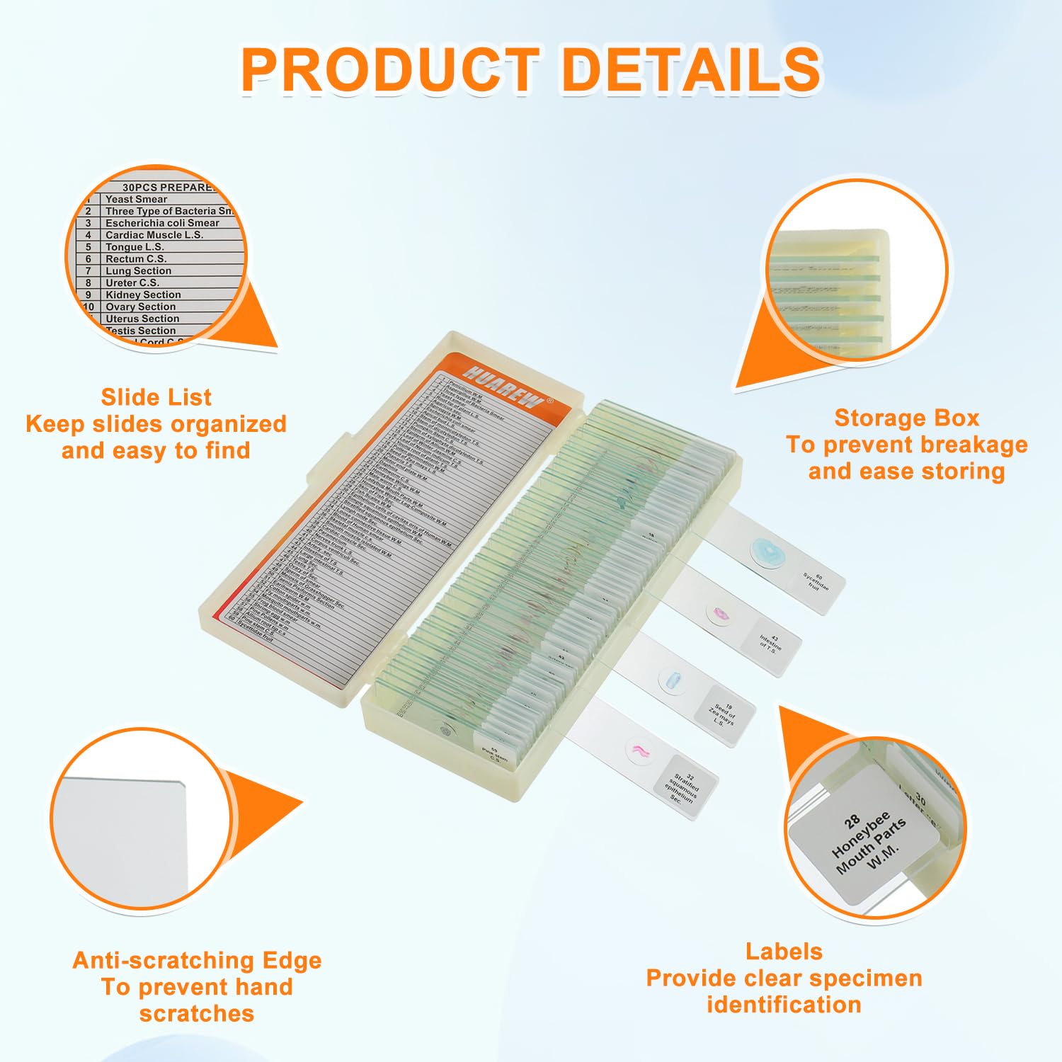 HUAREW 60 Vetrini per Microscopio Preparati - immagine 2