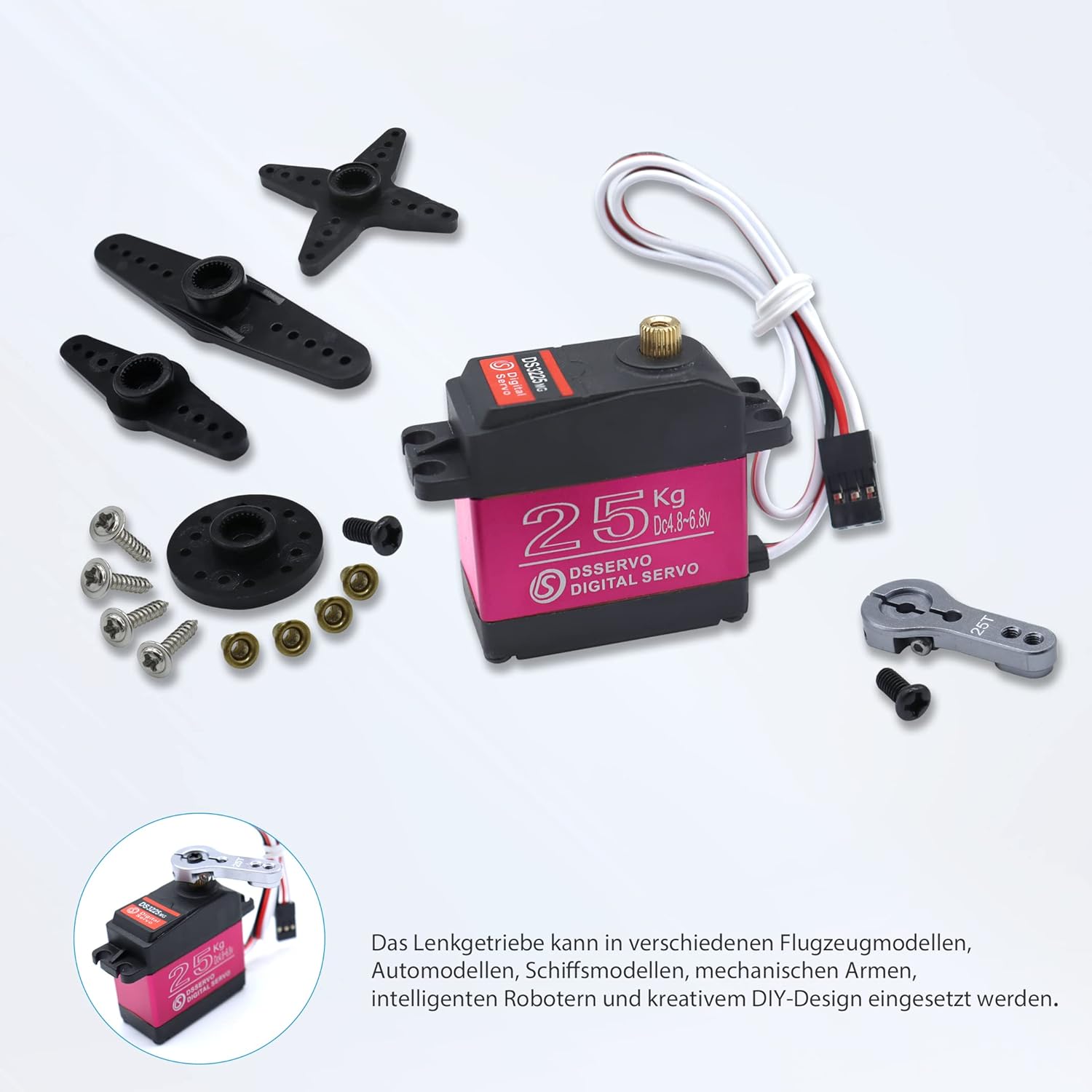 KUBOWAI Servo Digitale 25kg Full Metal Gear (2 Pezzi) - immagine 3