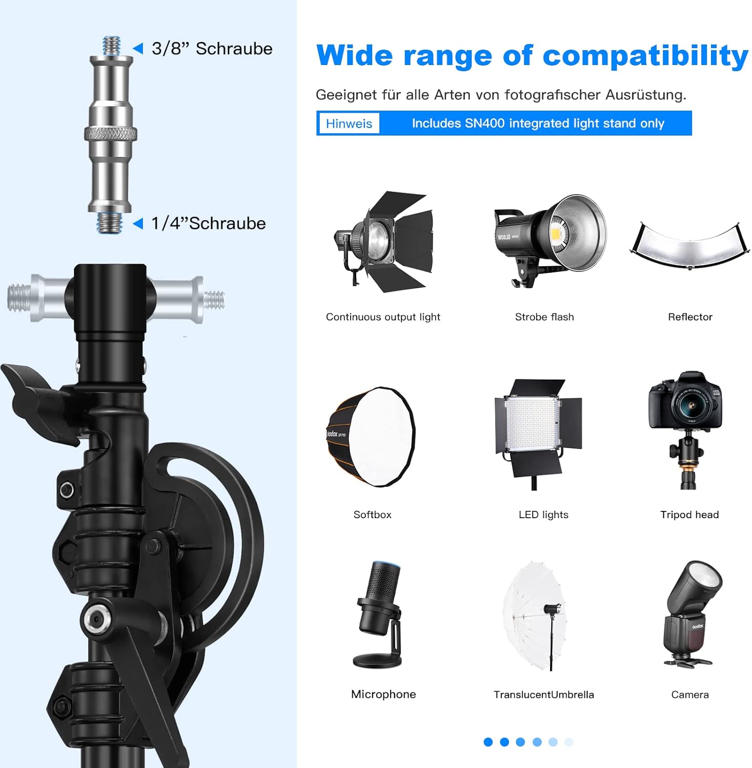 soonpho Stativo Fotografico 400cm con Boom Arm 190cm - immagine 3
