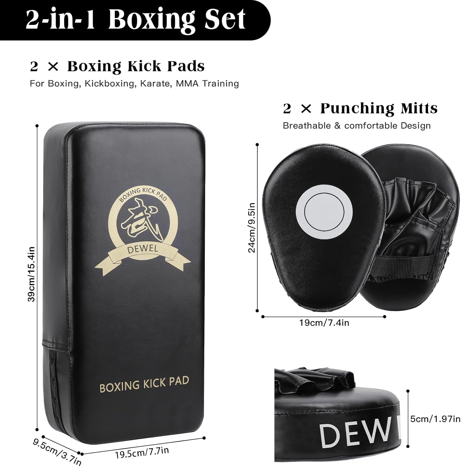 Dewel Kit da Boxe con 2 Guantoni e 2 Pad - immagine 2